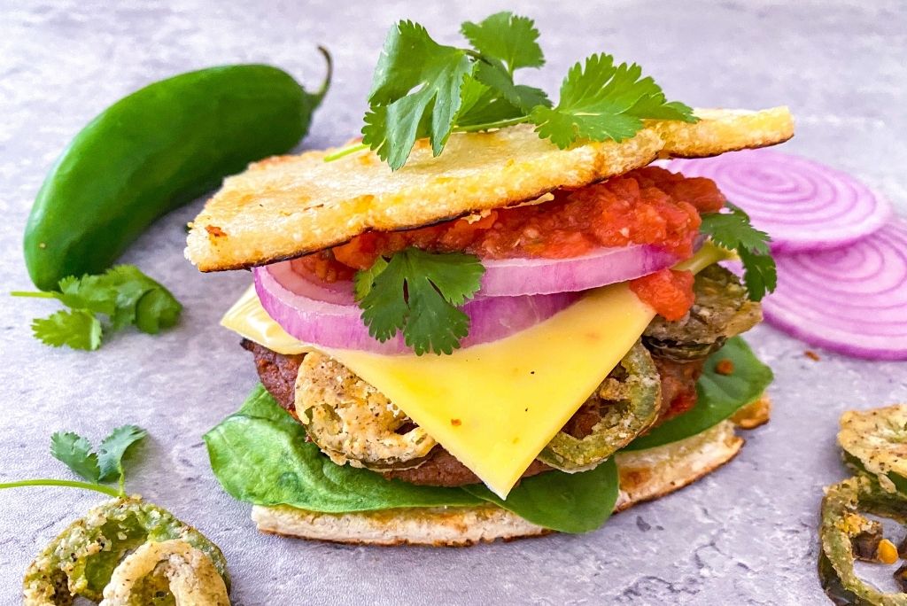 Salsa Cheese Burger with Cauliflower Pizza Crust