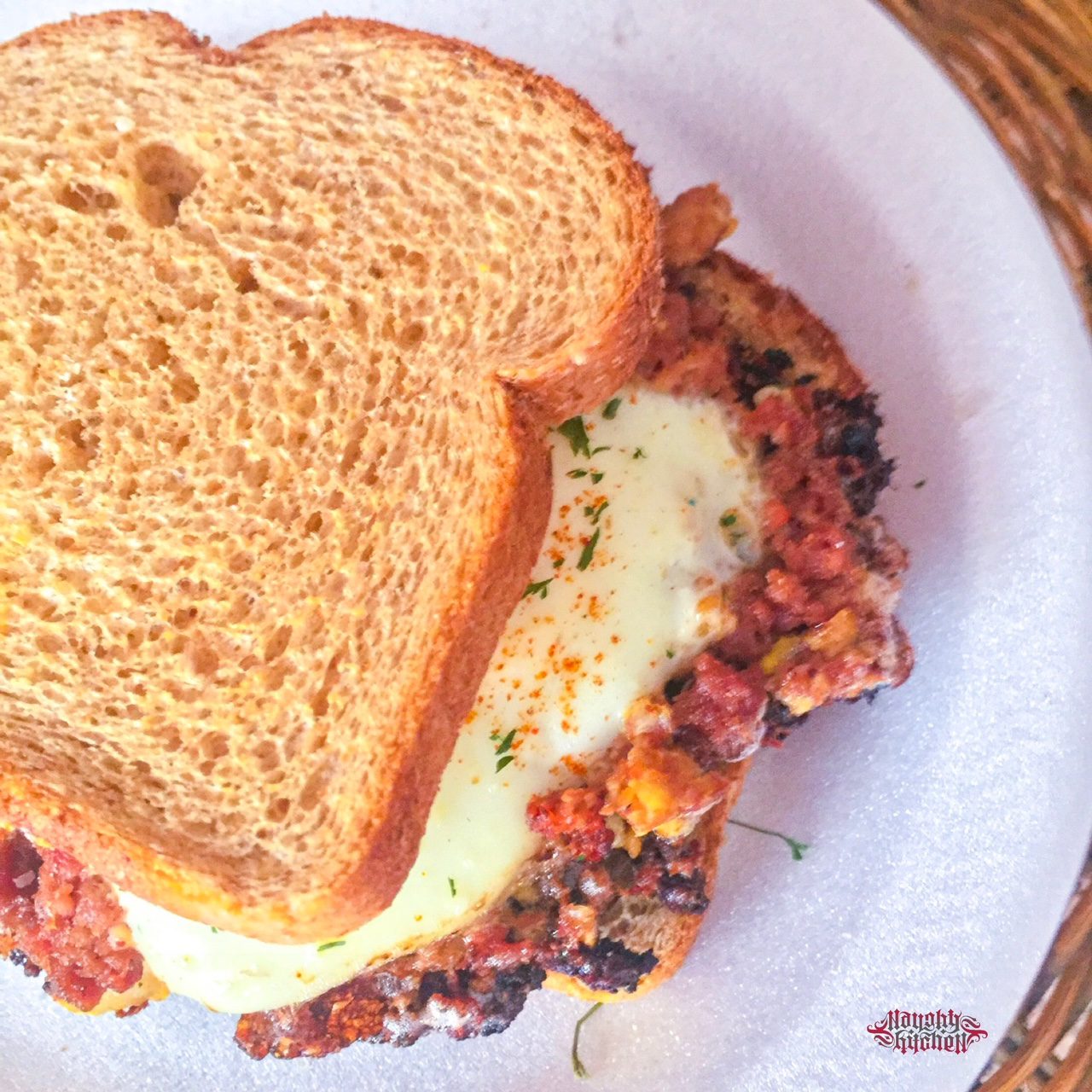 corned beef and eggs sandwich