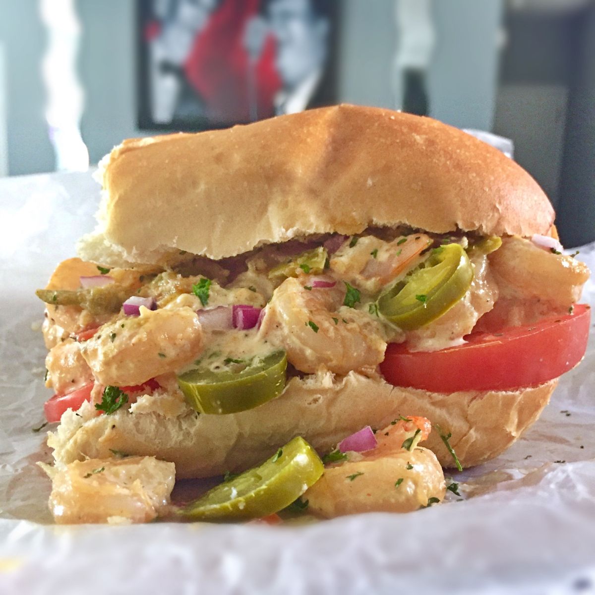 Creamy Shrimp Po Boy Sandwich
