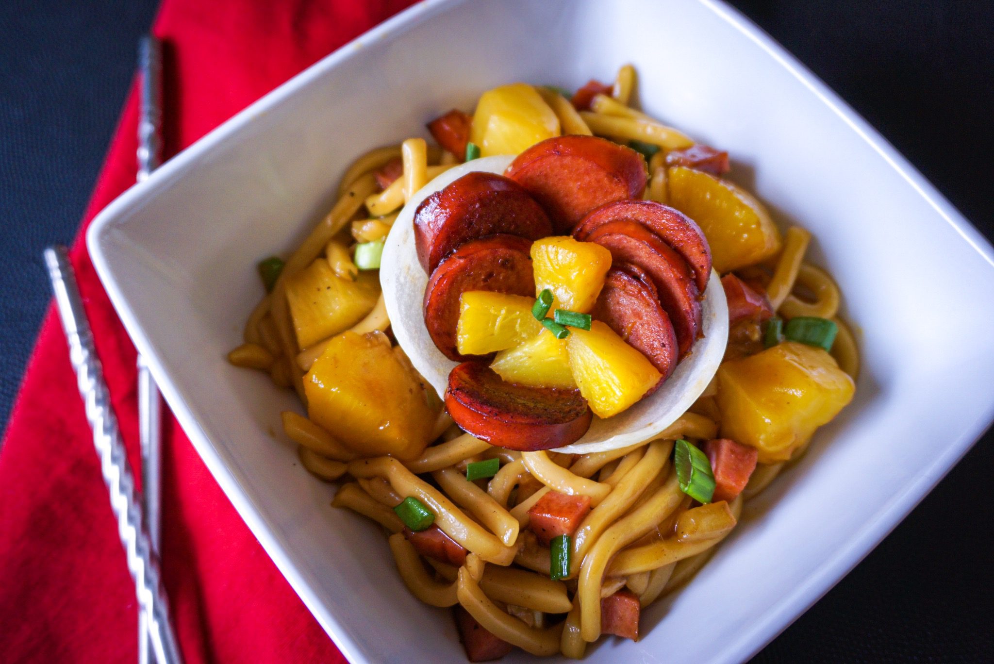 Hawaiian Kielbasa Stir Fry Noodles