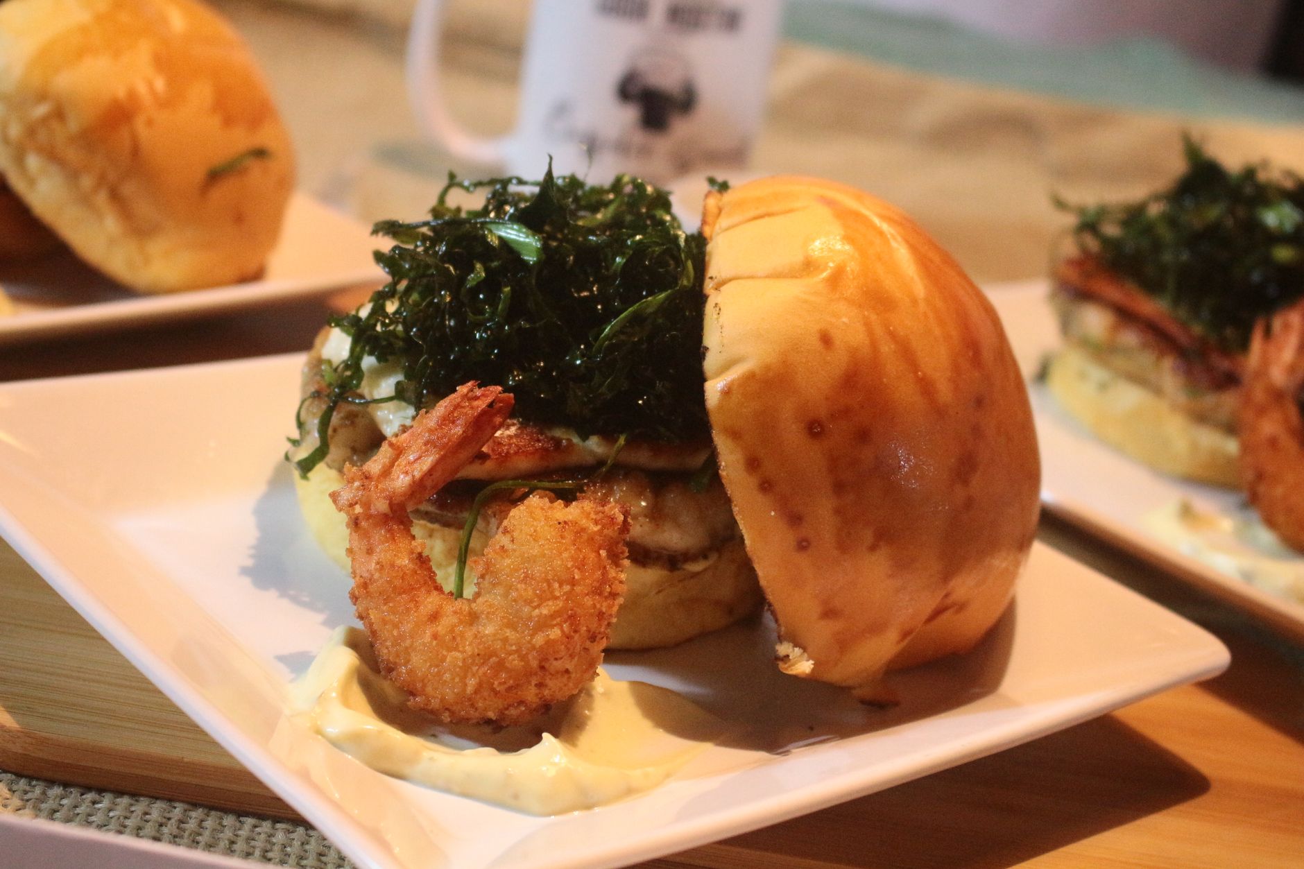 Shrimp Burger with Cajun Mayo
